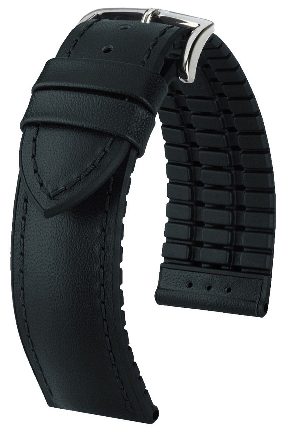 20mm-22mm-24mm Saat Uyumlu Siyah Renk Üzeri Siyah Renk Klasik Model Deri Silikon Saat Kordonu Kayışı LS35KLS-G