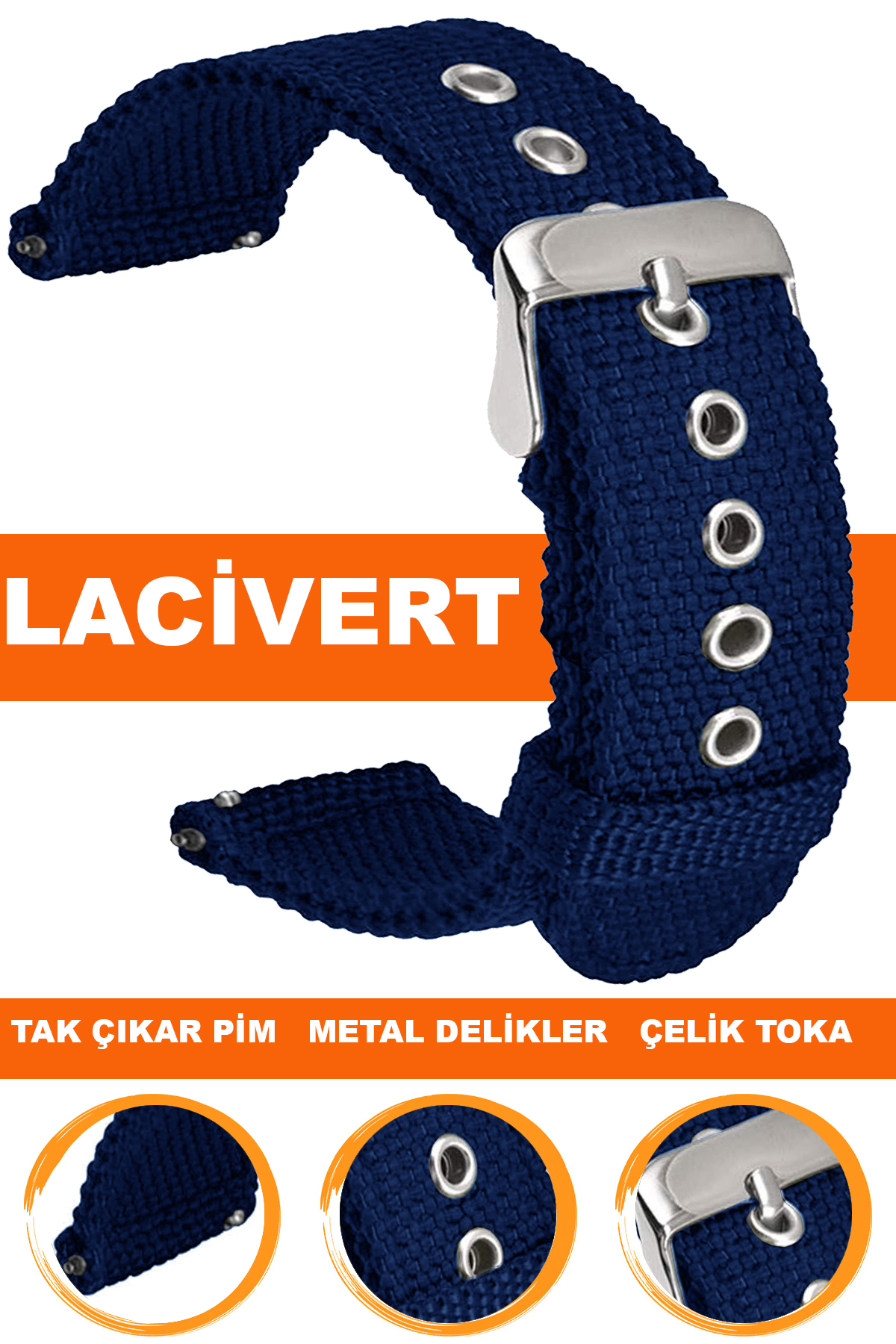 20mm-22mm Saat Uyumlu Tekstil Kumaş Saat Kordonu Kayışı F32T-DBL