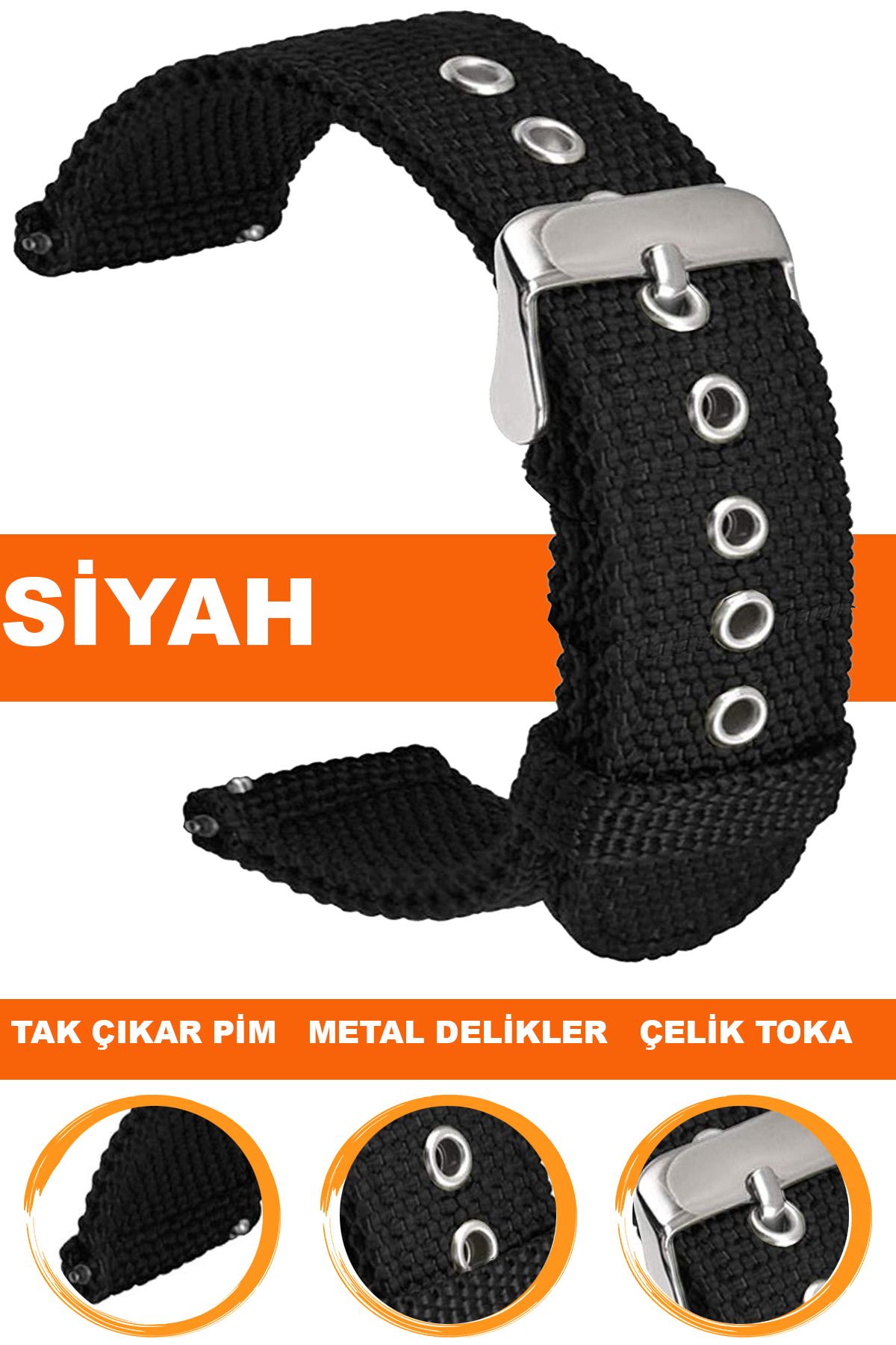 20mm-22mm Saat Uyumlu Tekstil Kumaş Saat Kordonu Kayışı F32T-B