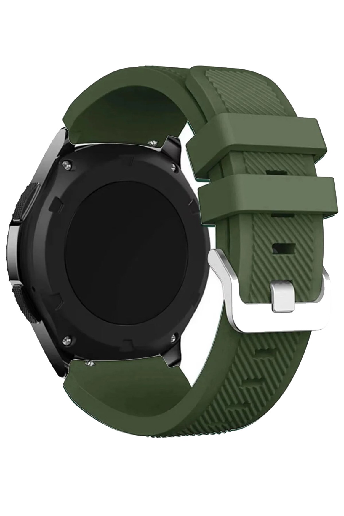 22mm Saatlerle Uyumlu Haki Renk Silikon Saat Kordonu Kayışı A57