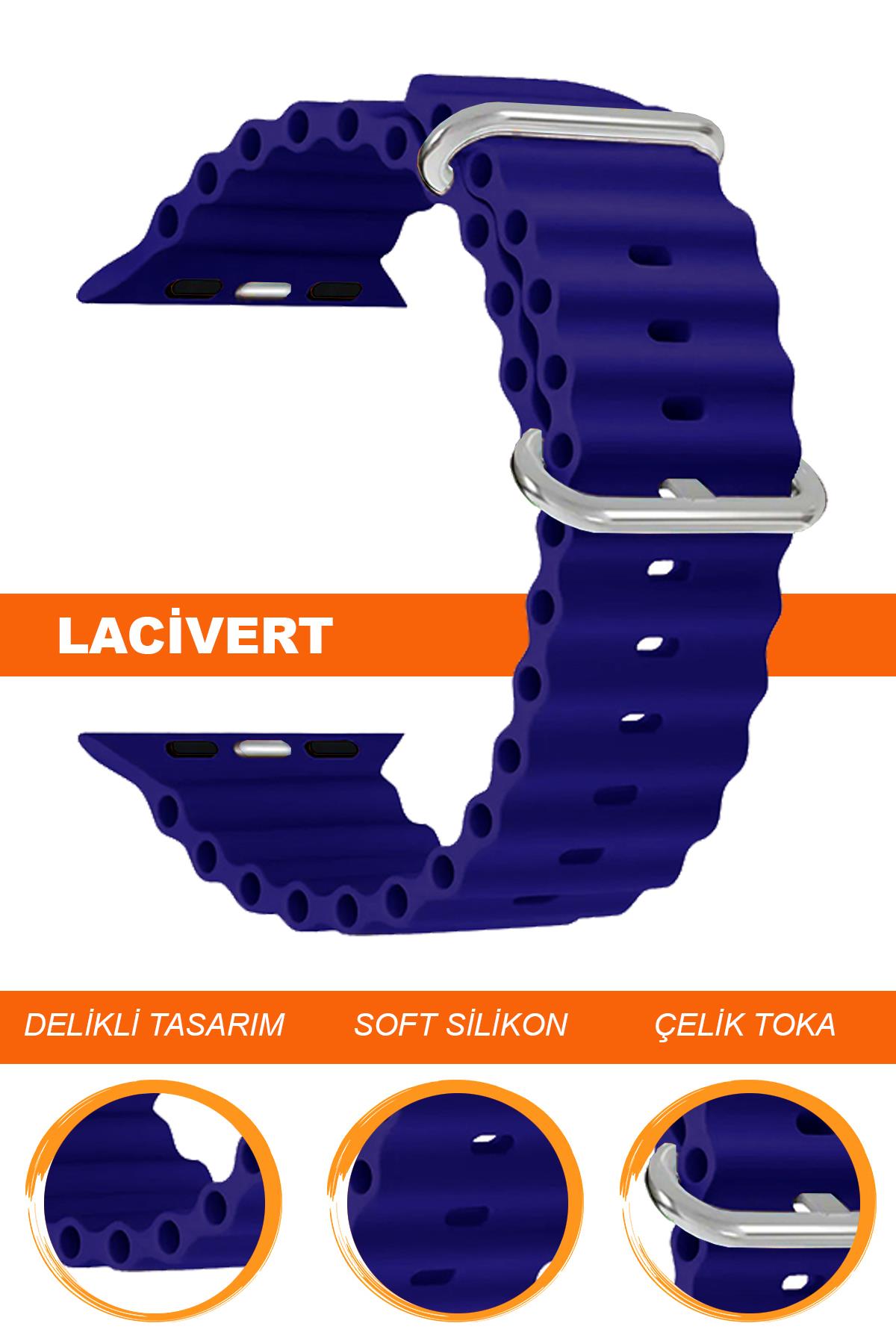 Apple Watch 38mm-40mm-41mm-42mm-44mm-45mm-49mm Saatlerle Uyumlu Silikon Saat Kordonu Kayışı