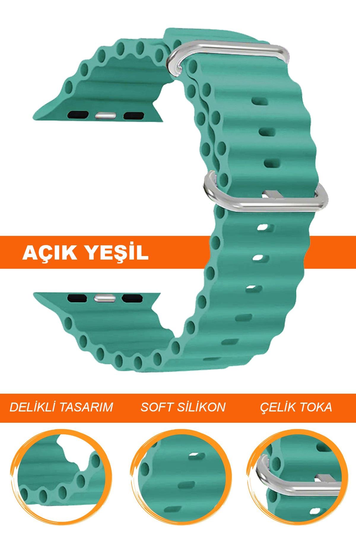 Apple Watch 38mm-40mm-41mm-42mm-44mm-45mm-49mm Saatlerle Uyumlu Silikon Saat Kordonu Kayışı