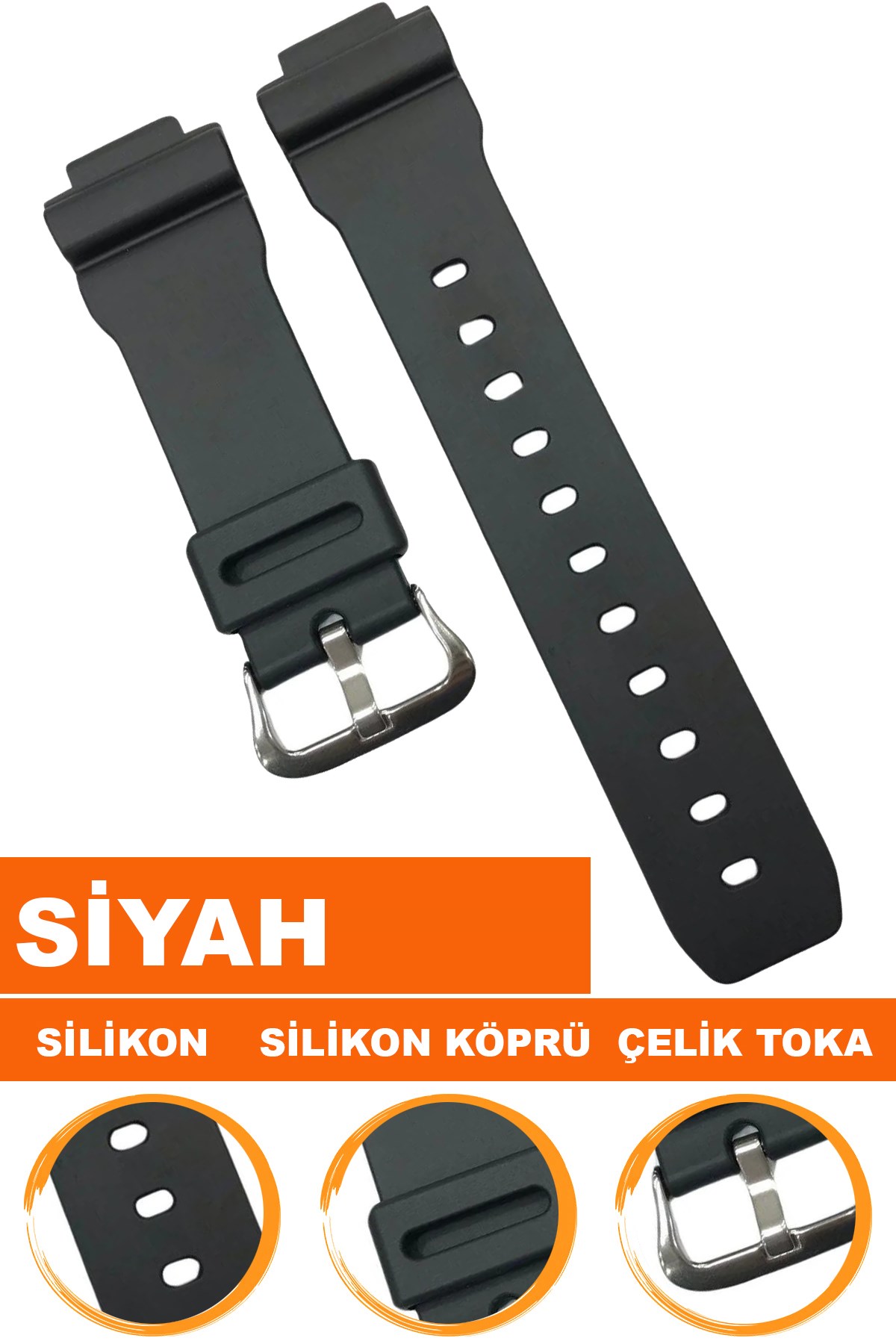 Casio DW-9000 Saat Uyumlu Silikon Saat Kordonu Kayışı
