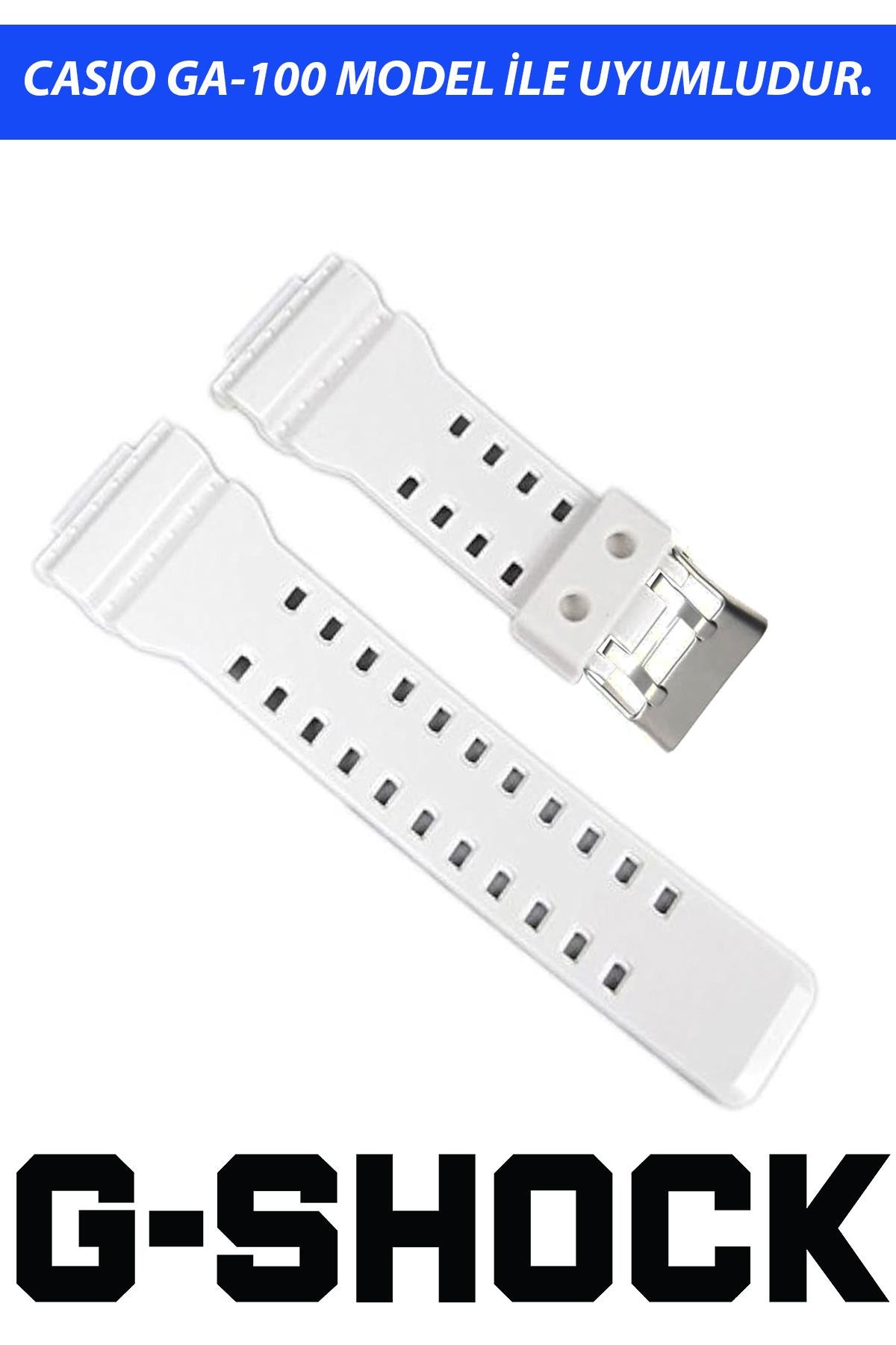 Casio G-Shock G-8900 GA-100 GA120 GA300 Saat Uyumlu Beyaz Renk Silikon Saat Kordonu Kayışı