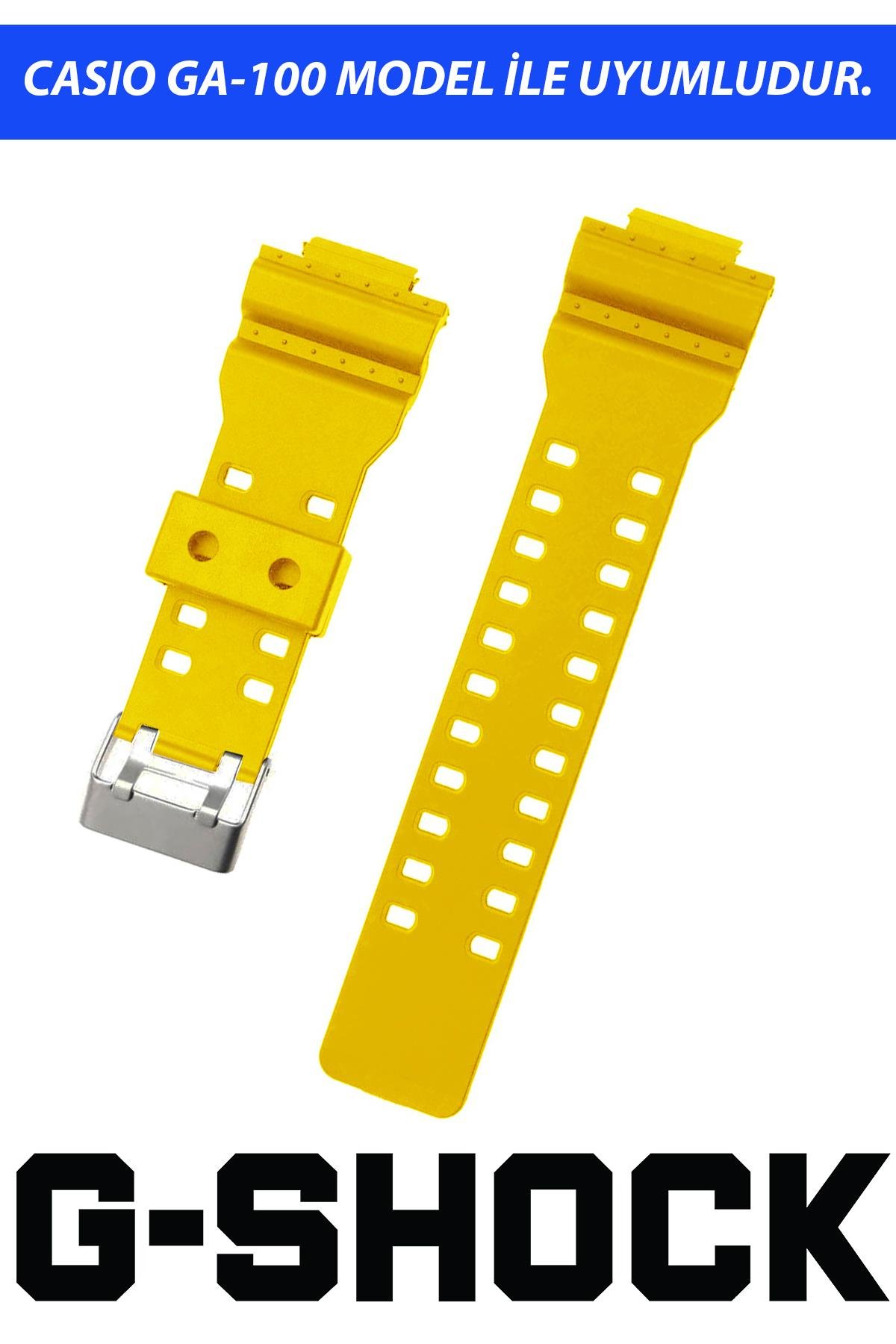 Casio G-Shock G-8900 GA-100 GA120 GA300 Saat Uyumlu Sarı Renk Silikon Saat Kordonu Kayışı