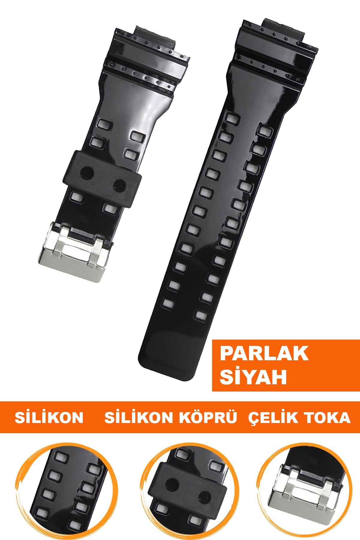 Casio G-Shock G-8900 GA-100 GA120 GA300 Saat Uyumlu Siyah Renk Silikon Saat Kordonu Kayışı