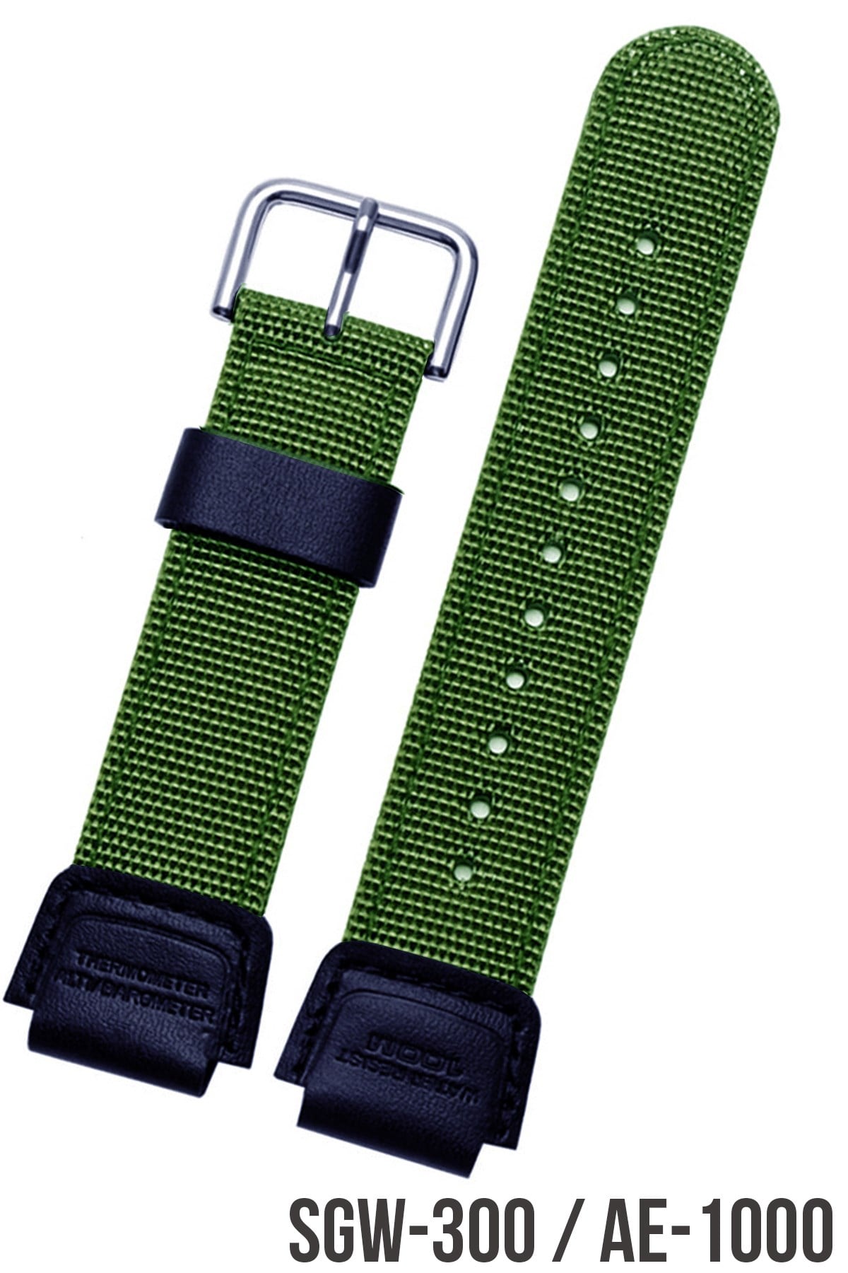 Casio Sgw300 / Casio Ae1000 Saat Uyumlu Haki Renk Kumaş Tekstil Saat Kordonu Kayışı