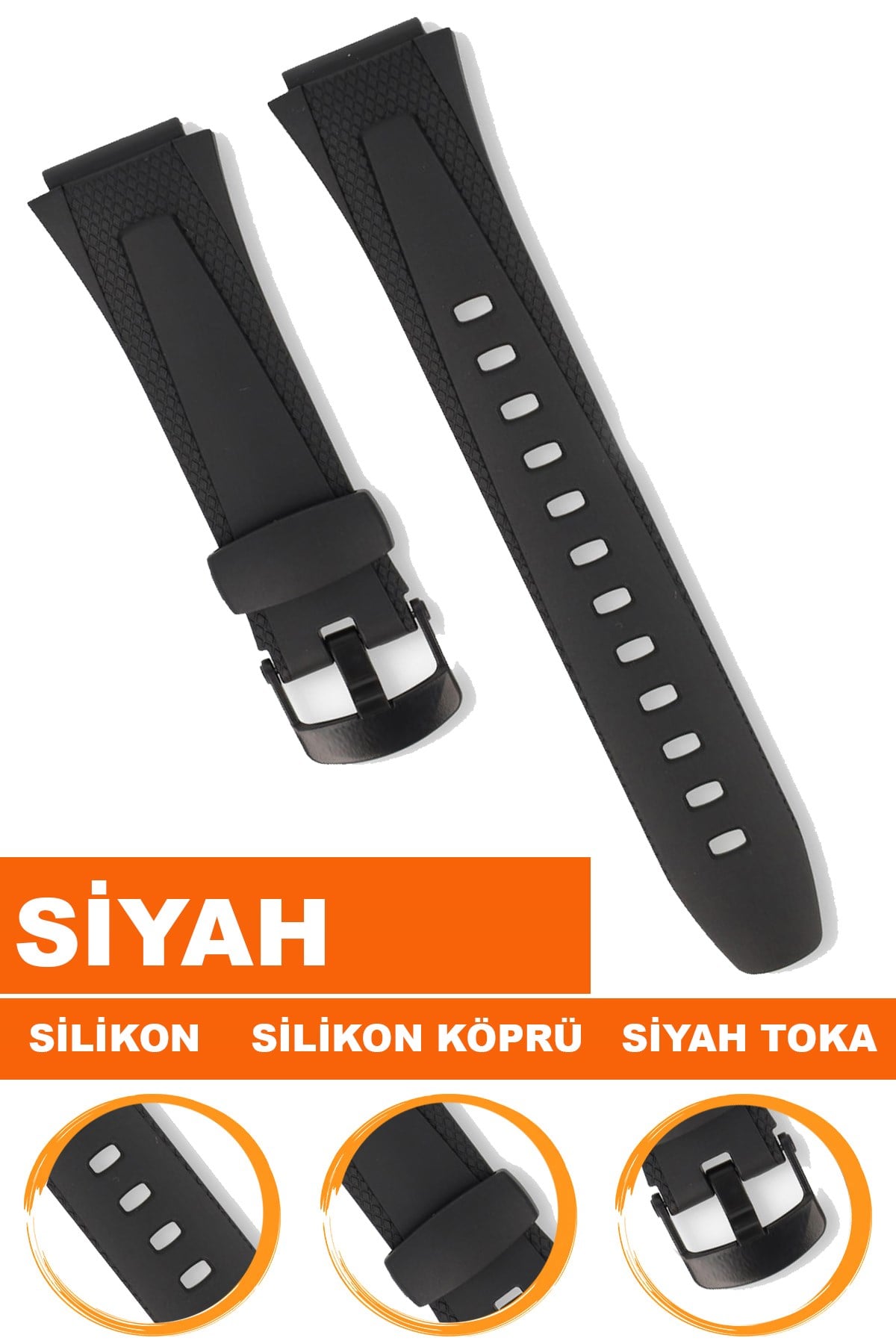 Casio W-752 Saat Uyumlu Silikon Saat Kordonu Kayışı