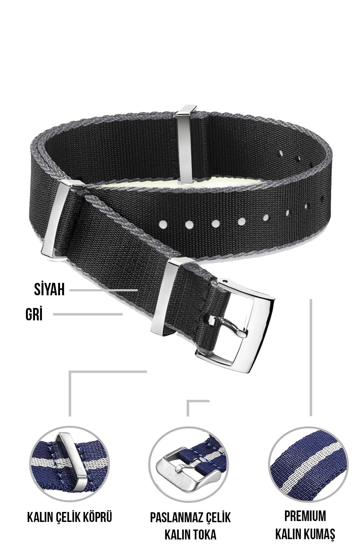 Cobra Paraşüt Kumaş Nato Saat Kordonu N39XWDS-BG