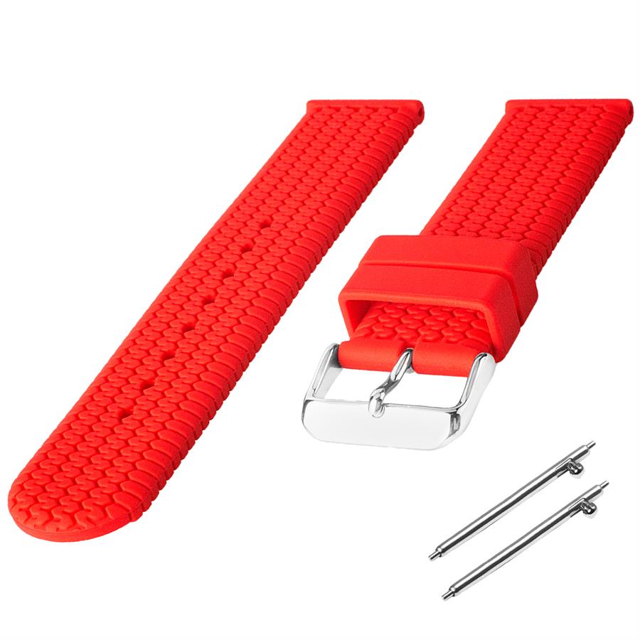Cobra R14026-R Kırmızı Renk Lastik Desen Kauçuk Saat Kordonu