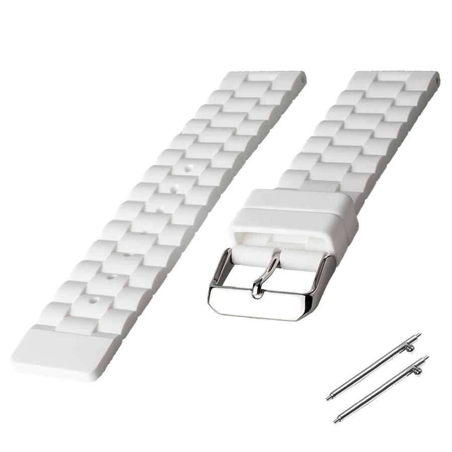 Cobra R14088-W Beyaz Renk Bakla Desen Kauçuk Saat Kordonu