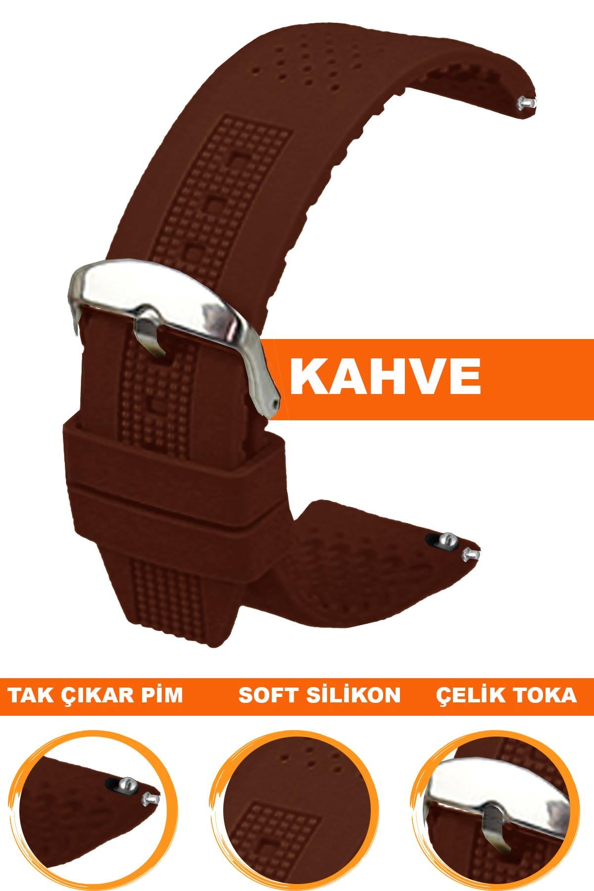 Cobra S01A16-K Kahverengi Silikon Saat Kordonu