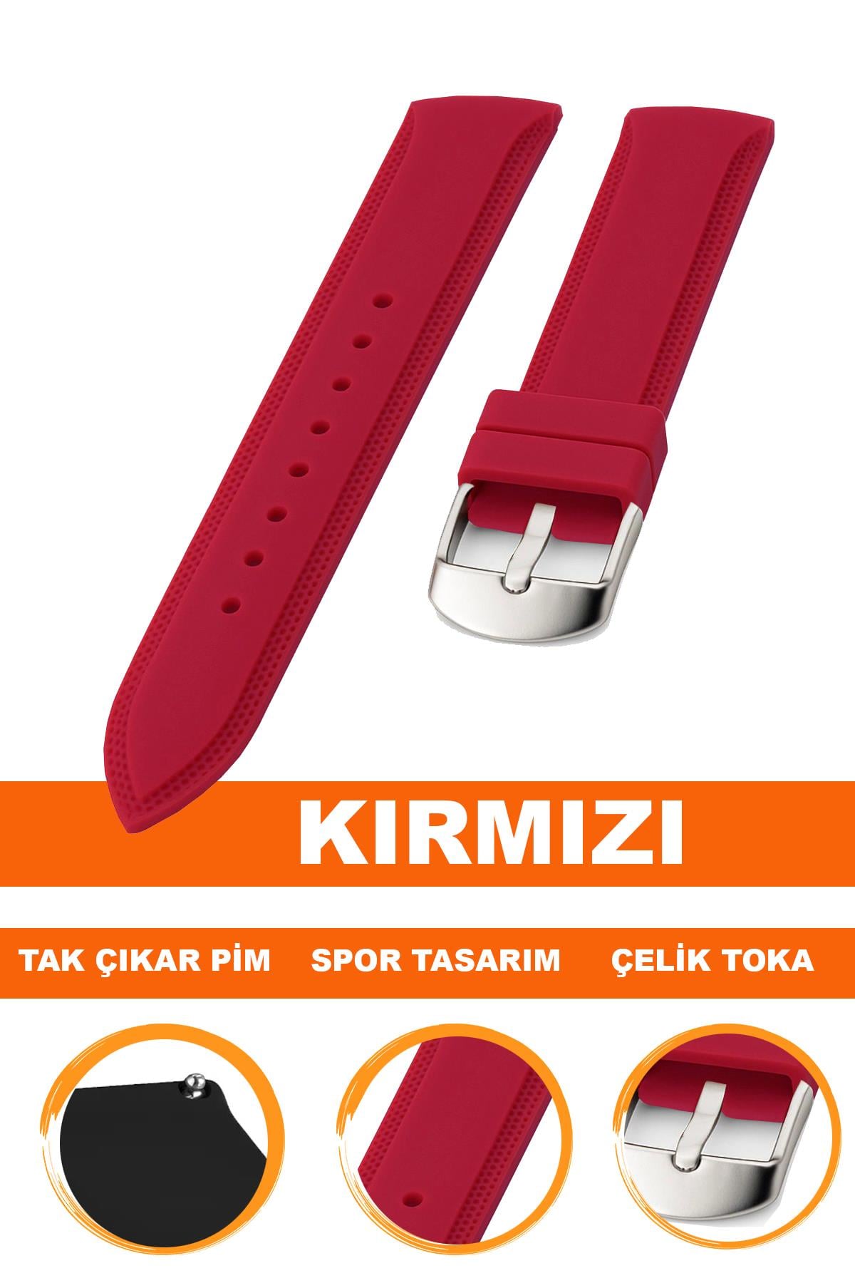 Cobra S01A18-R Kırmızı Silikon Saat Kordonu