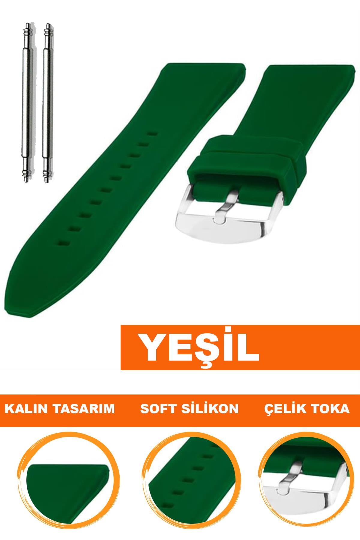 Cobra S01A36-G Yeşil Silikon Saat Kordonu