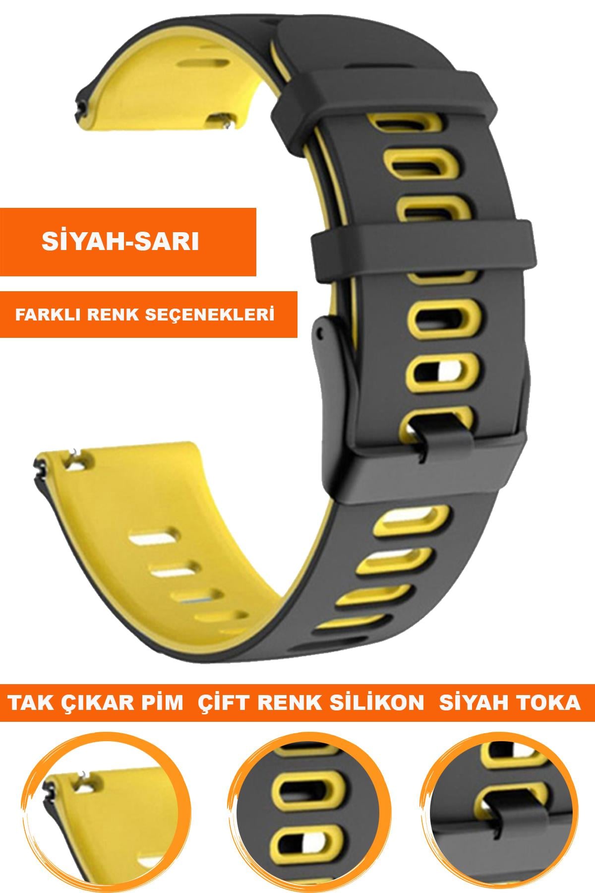 Huawei Watch Gt Gt2 Gt3 Gt4 Gt5 Uyumlu Çift Renk Silikon Saat Kordonu Kayışı
