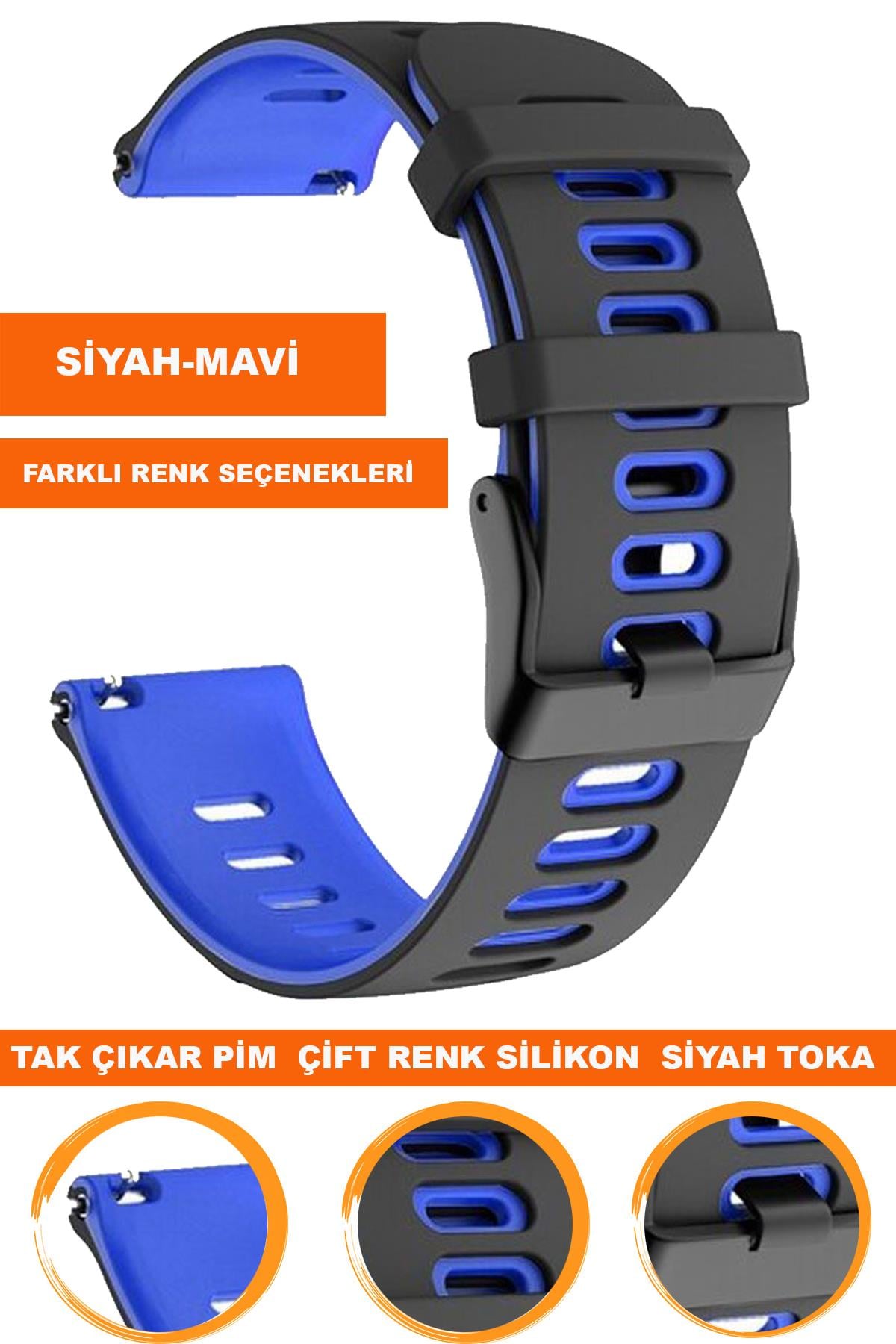 Huawei Watch Gt Gt2 Gt3 Gt4 Gt5 Uyumlu Çift Renk Silikon Saat Kordonu Kayışı