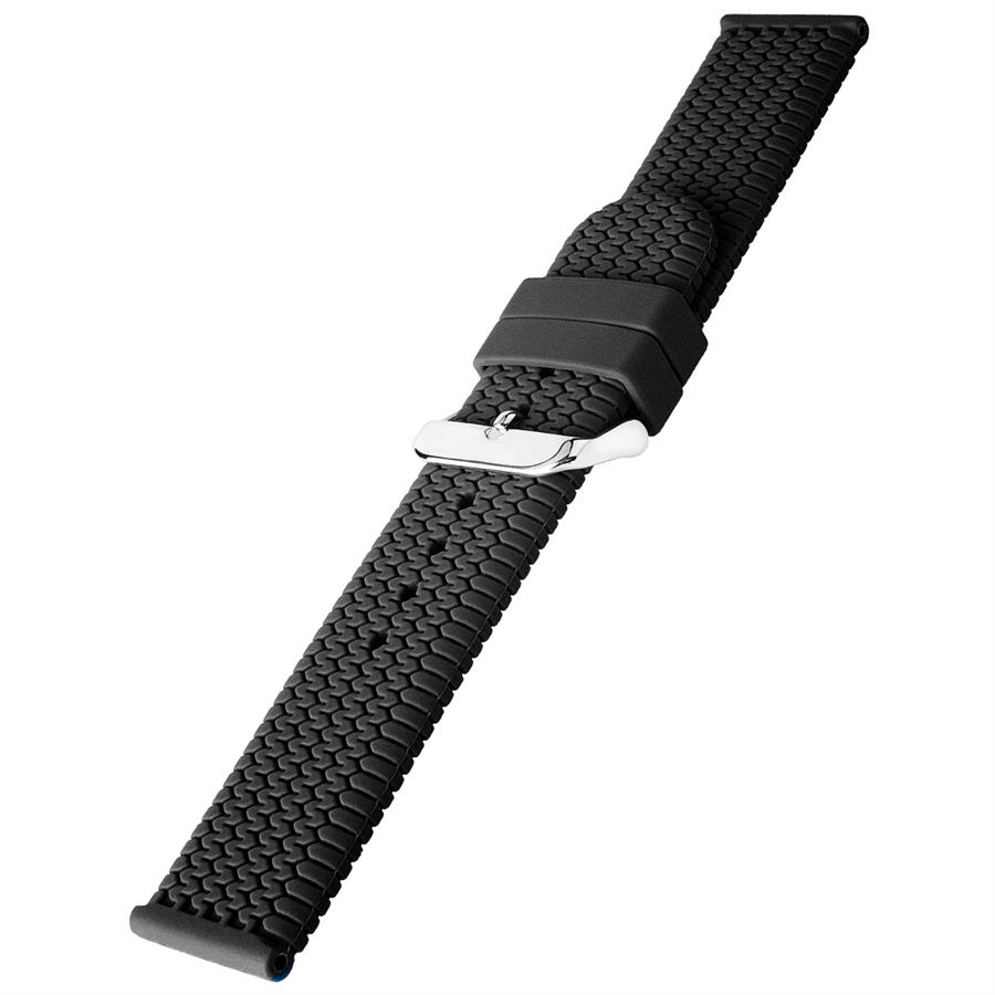 Cobra R14026-B Siyah Renk Lastik Desen Kauçuk Saat Kordonu