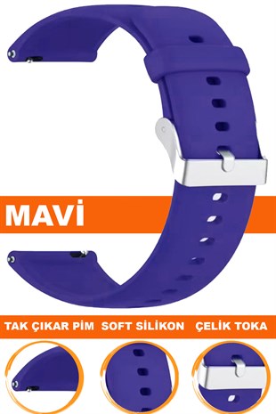 12mm-14mm-16mm-18mm-20mm-22mm Mavi Renk Silikon Saat Kordonu Kayışı A72 