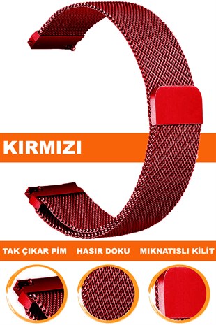 18mm-20mm-22mm Mıknatıslı Hasır Saat Kordonu Kayışı M09MH-R 