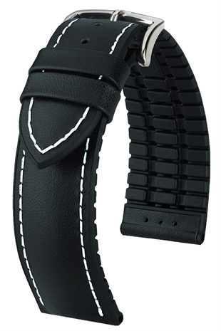 20mm-22mm-24mm Saat Uyumlu Siyah Renk Üzeri Siyah Renk Klasik Model Deri Silikon Saat Kordonu Kayışı LS35KLS-G