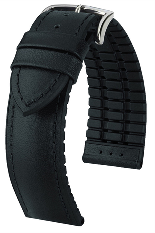 20mm-22mm-24mm Saat Uyumlu Siyah Renk Üzeri Siyah Renk Klasik Model Deri Silikon Saat Kordonu Kayışı LS35KLS-G