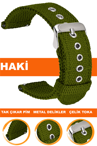 20mm-22mm Saat Uyumlu Tekstil Kumaş Saat Kordonu Kayışı F32T-G