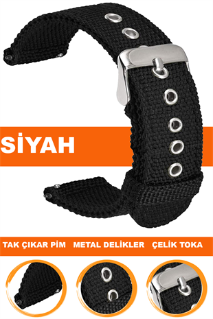 20mm-22mm Saat Uyumlu Tekstil Kumaş Saat Kordonu Kayışı F32T-B