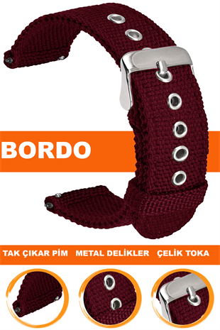 20mm-22mm Saat Uyumlu Tekstil Kumaş Saat Kordonu Kayışı F32T-R