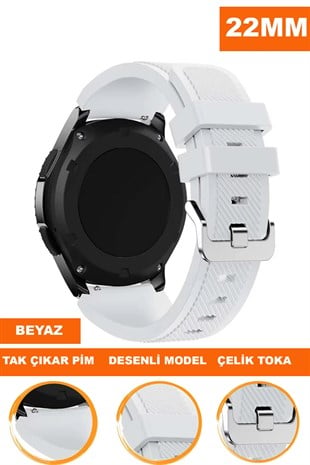 22mm Saatlerle Uyumlu Beyaz Renk Silikon Saat Kordonu Kayışı A57