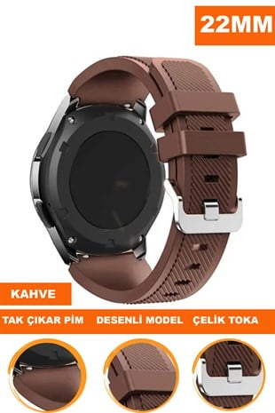 22mm Saatlerle Uyumlu Kahverengi Renk Silikon Saat Kordonu Kayışı A57