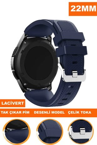 22mm Saatlerle Uyumlu Lacivert Renk Silikon Saat Kordonu Kayışı A57
