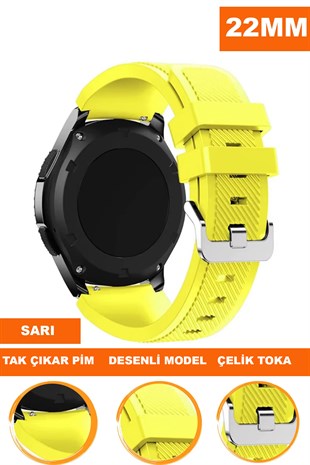 22mm Saatlerle Uyumlu Sarı Renk Silikon Saat Kordonu Kayışı A57