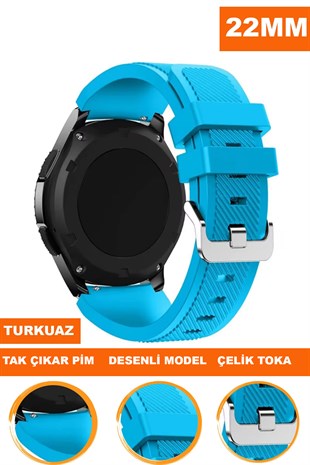22mm Saatlerle Uyumlu Turkuaz Renk Silikon Saat Kordonu Kayışı A57