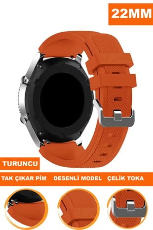 22mm Saatlerle Uyumlu Turuncu Renk Silikon Saat Kordonu Kayışı A57