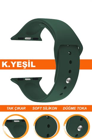 Apple Watch 38mm-40mm-41mm-42mm-44mm-45mm-49mm Saatlerle Uyumlu Silikon Saat Kordonu Kayışı