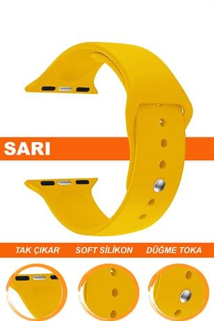Apple Watch 38mm-40mm-41mm-42mm-44mm-45mm-49mm Saatlerle Uyumlu Silikon Saat Kordonu Kayışı