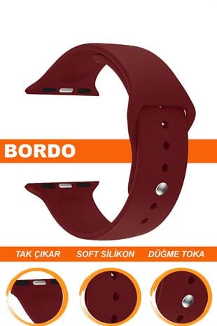 Apple Watch 38mm-40mm-41mm-42mm-44mm-45mm-49mm Saatlerle Uyumlu Silikon Saat Kordonu Kayışı