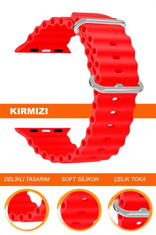 Apple Watch 38mm-40mm-41mm-42mm-44mm-45mm-49mm Saatlerle Uyumlu Silikon Saat Kordonu Kayışı