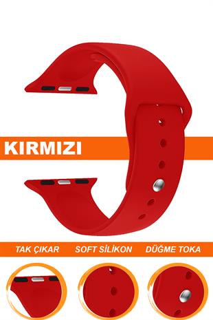 Apple Watch 38mm-40mm-41mm-42mm-44mm-45mm-49mm Saatlerle Uyumlu Silikon Saat Kordonu Kayışı