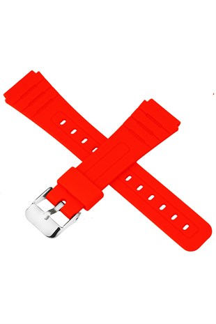 Casio F91 Uyumlu 18X16mm Kırmızı Silikon Saat Kordonu S02F91W-R