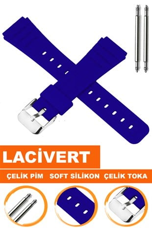 Casio F91 Uyumlu 18X16mm Lacivert Silikon Saat Kordonu S02F91W-L