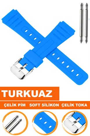 Casio F91 Uyumlu 18X16mm Mavi Silikon Saat Kordonu S02F91W-M