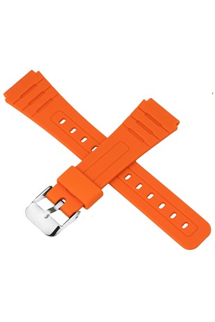 Casio F91 Uyumlu 18X16mm Turuncu Silikon Saat Kordonu S02F91W-T