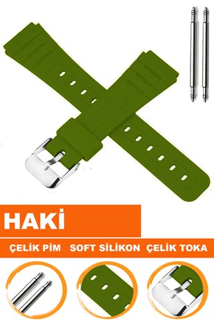 Casio F91 Uyumlu 18X16MM Yeşil Silikon Saat Kordonu S02F91W-G
