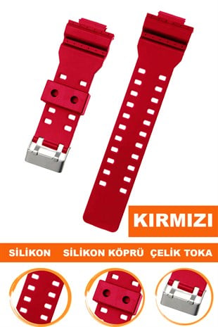 Casio G-Shock G-8900 GA-100 GA120 GA300 Saat Uyumlu Kırmızı Renk Silikon Saat Kordonu Kayışı