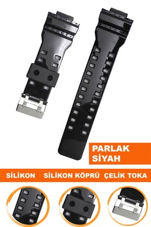Casio G-Shock G-8900 GA-100 GA120 GA300 Saat Uyumlu Siyah Renk Silikon Saat Kordonu Kayışı