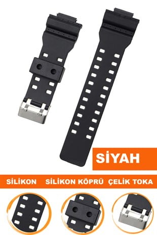 Casio G-Shock G-8900 GA-100 GA120 GA300 Saat Uyumlu Siyah Renk Silikon Saat Kordonu Kayışı