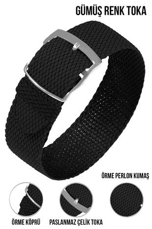 Cobra örme Kumaş N32PRL-B Perlon Saat Kordonu