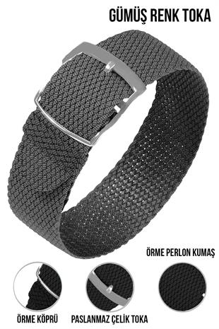 Cobra örme Kumaş N32PRL-GR Perlon Saat Kordonu