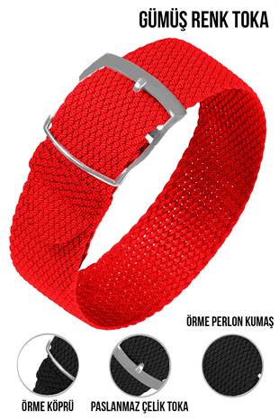 Cobra örme Kumaş N32PRL-R Perlon Saat Kordonu